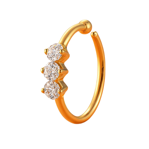 18k NoseRing With white stone | for women