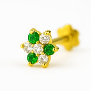Green Stoned 18k NosePin
