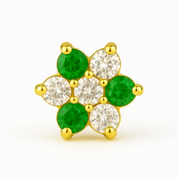 Green Stone 18k NosePin - Image 2