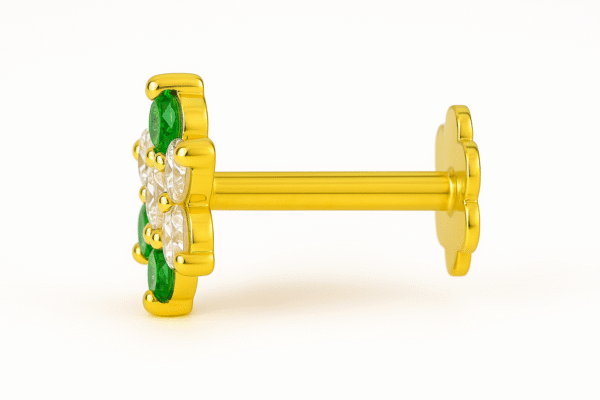 Green Stone 18k NosePin - Image 3