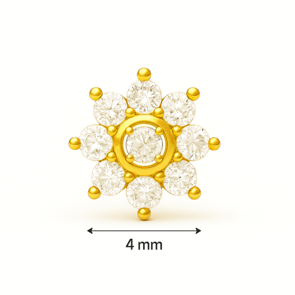 9 Diamonds Floral NosePin |18k| .06ct | VVS - Image 2