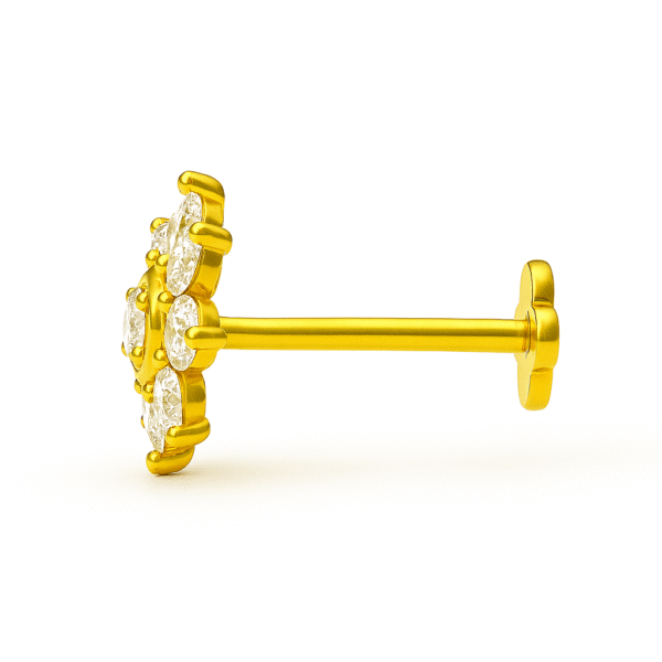 9 Diamonds Floral NosePin |18k| .06ct | VVS