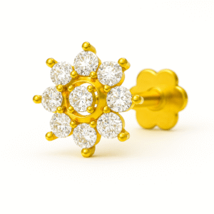 9 Diamonds Floral NosePin |18k| .06ct | VVS