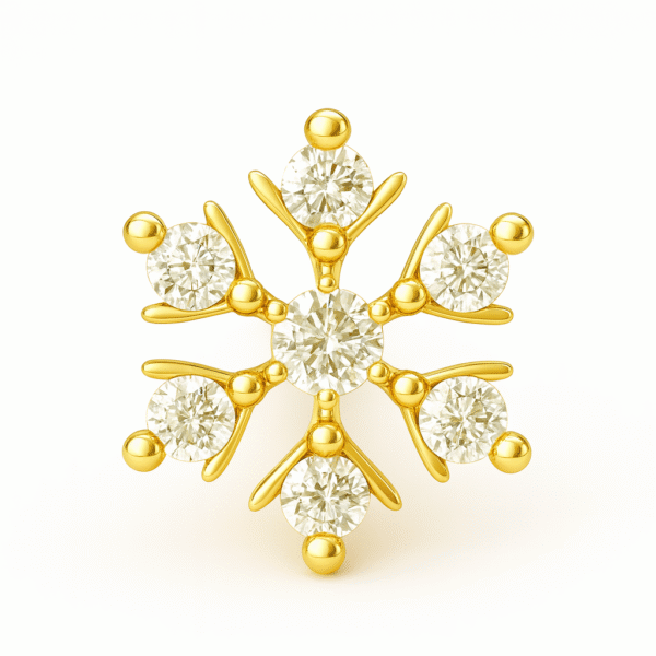18K Gold Snowflake Diamond Nose Pin for Women | 0.06ct VVS | Tibras - Image 3