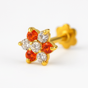 Maroon stone Nosepin 18k