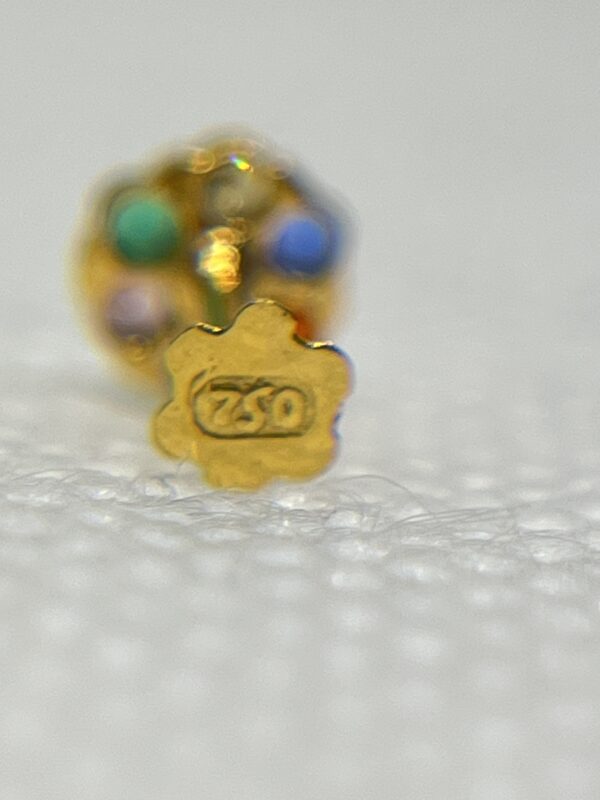 18K Rainbow Stone Nosepin | 750 Gold Nose Jewelry for Women - Image 3