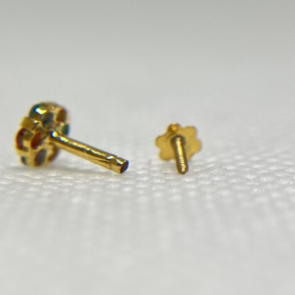 18K Rainbow Stone Nosepin | 750 Gold Nose Jewelry for Women - Image 4