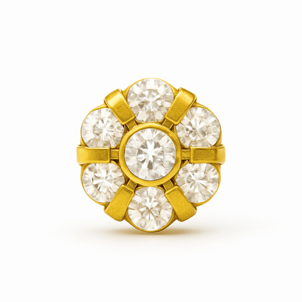18K White Stone Nosepin with 7 stones and screw-back in 750 gold