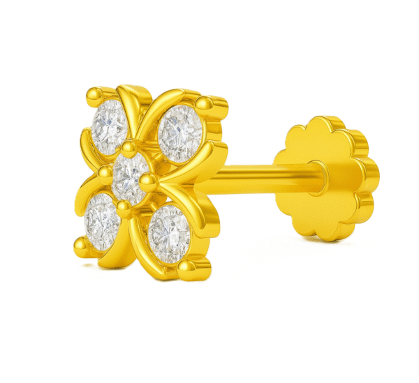 Diamond NosePin 18k | .08Ct | Vvs | Certified | 4-Diamond - Image 2
