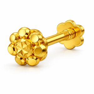 22K Hallmarked Gold Screw-Back Nose Pin (4 mm)