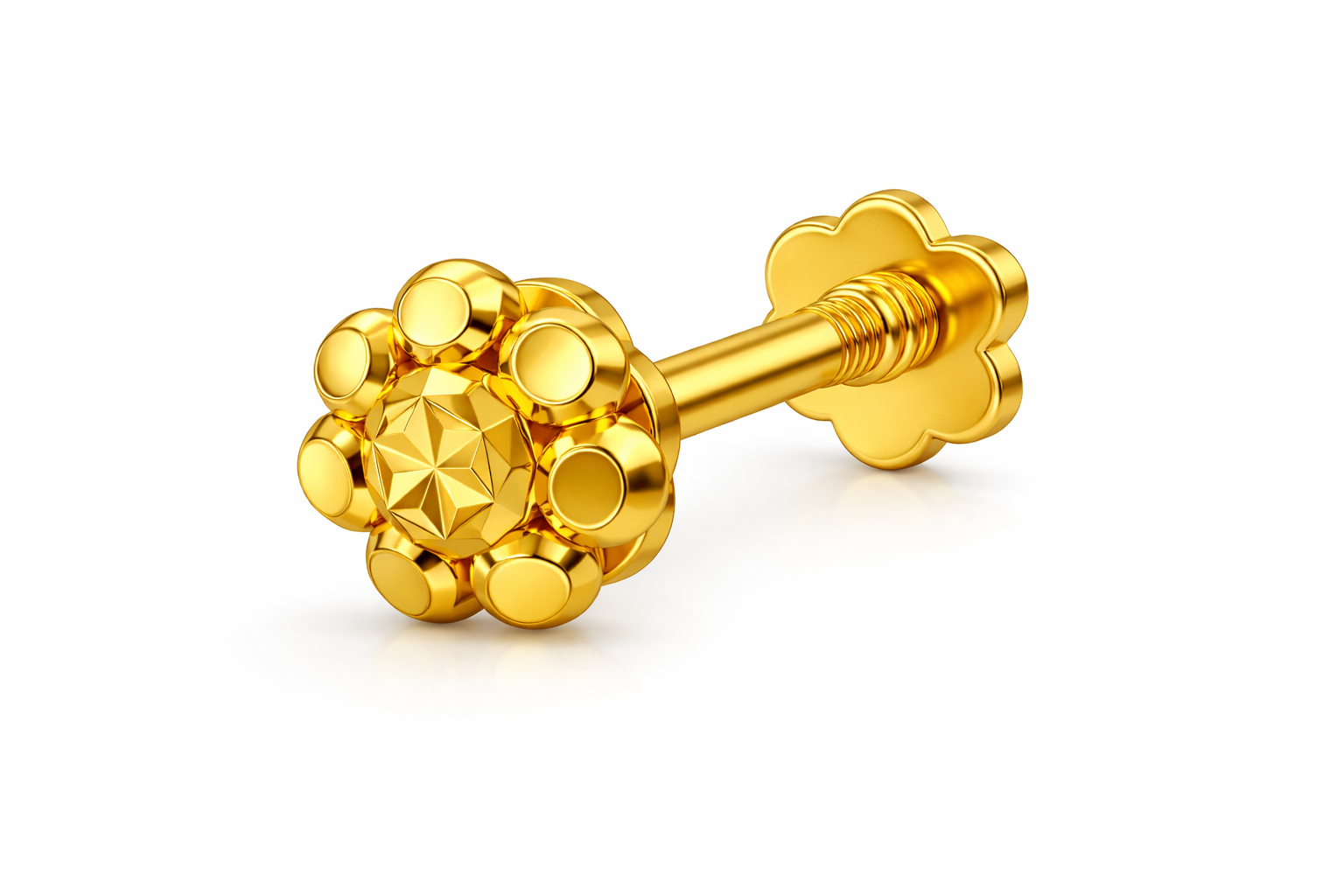 22K Hallmarked Gold Screw-Back Nose Pin (4 mm)