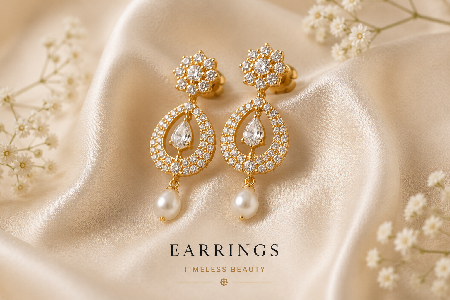 Gold earrings by Tibras Jewels