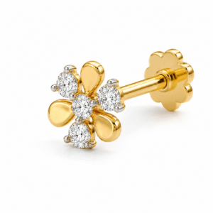 Diamond Flower Nose Pin in 18K Gold with VVS Diamonds